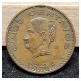 1944 Mexico 5 Centavos