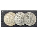 (3) W. Liberty Half Dollars: 1927-S, 39, 42
