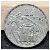 1957 Spain 25 Pesetas