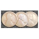 (3) L. Cents: 1911-D, 12-D, 13-D