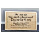1922 Gutschein Lands 1000 Mark Banknote