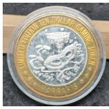 1995 Silver $10 Las Vegas Gaming Token "Harrah