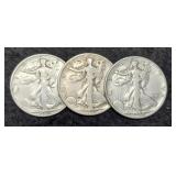 (3) W. Liberty Half Dollars: 1936, 37-S, 38