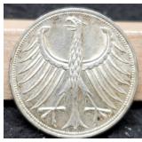 1969 German Silver 5 Mark 62.5%/11.2 G AU