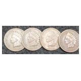 (4) 1909 Indian Head Cents