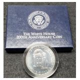 1992-D Comm. Silver Dollar Unc. "White House" w/