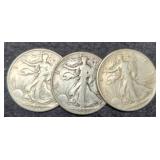 (3) 1942 W. Liberty Half Dollars P,D,S