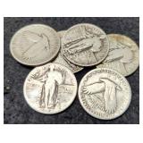 (6) Standing Liberty Quarters: