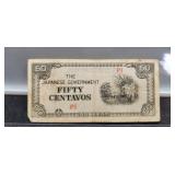 1942 Japan 50 Centavos Banknote,