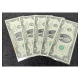 (5) 1976 $2 Bicentennial Year Notes Unc.