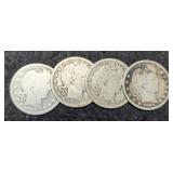 (4) Barber Quarters: 1899, 07-O, 09-D, 15