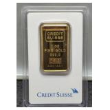 1 Troy Oz. Gold 999.9 Bar By Credit Suisse In