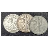 (3) W. Liberty Half Dollars: 1934, 35, 37