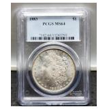 1883 Slab Morgan Dollar PCGS MS64