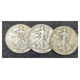 (3) W. Liberty Half Dollars: 1936, 41-S, 45-D