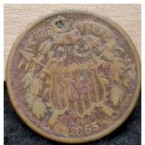 1865 Two Cent w/ Filled Small Hole