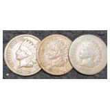(3) Indian Head Cents: 1883, 84, 89