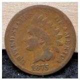 1875 Indian Head Cent, Reverse Wear