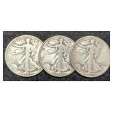 (3) W. Liberty Half Dollars: 1943-P&S, 47-D