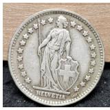1944 Silver Switzerland 1 Franc 83.5%/5.1 G