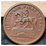1863 Civil War Token "1st In War/1st In Peach" AU