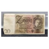 1929 German 20 Reichmark Banknote