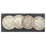 (4) Barber Dimes: 1898, 02-O, 03-O, 12