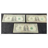 (3) $1 Star Notes: 1995, 99, 01