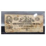 1862 $2 Confederate Note,  Nice 1st Series