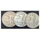 (3) 1942 W. Liberty Half Dollars P,D,S