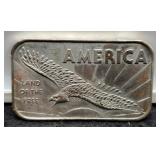 1 Troy Oz. Silver Bar "America Land Of The Free"