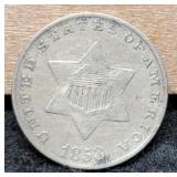 1853 Silver Three Cent VF