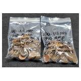 (2) Hundred Pre 1940 Wheat Cents Sold By Hundred