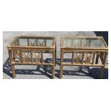 2 - Glass and Bamboo Side Tables