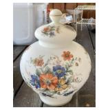 Lidded 15' Satin Glass Floral Urn