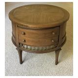 Round Lamp Table with Drawers