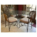 42' Glass Top Round Table, 5 Chairs