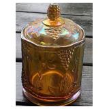 Carnival Glass Lidded Candy Dish