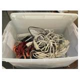Tote with Lid full of Extension Cords