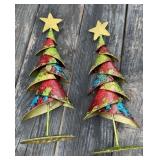 2 - Metal 16" Christmas Trees