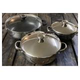 3 - Stainless Pans with Lids