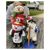 Plush and Resin Snowmen