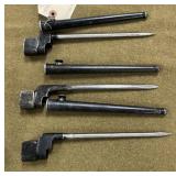 3 British Military Spike Bayonets & Metal Sheaths