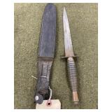 English Fighting Knife & Leather Sheath