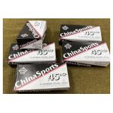 250 rnds China Sports .45 Auto Ammo