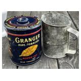 Tobacco Can and Flour Sifter
