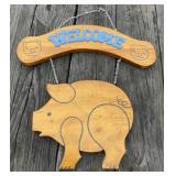 Pig Welcome Sign