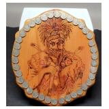 12" Wood Indian Art Plaque w/