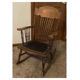 Pressed Back Oak Rocker
