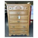 Oak 5 Drawer Highboy Dresser